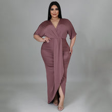 Load image into Gallery viewer, Solid V Neck Ruffle Dress