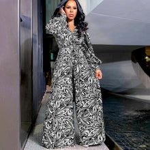 Load image into Gallery viewer, Printed Jumpsuits V Neck Long Lantern Sleeves