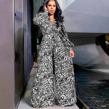 Load image into Gallery viewer, Printed Jumpsuits V Neck Long Lantern Sleeves