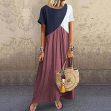 Load image into Gallery viewer, Loose O Neck Short Sleeve Summer Dress