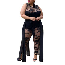 Load image into Gallery viewer, Jumpsuit Summer Round Neck Lace Flocking Print