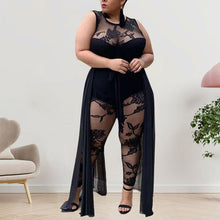 Load image into Gallery viewer, Jumpsuit Summer Round Neck Lace Flocking Print