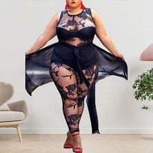 Load image into Gallery viewer, Jumpsuit Summer Round Neck Lace Flocking Print
