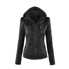 Load image into Gallery viewer, Gothic faux leather coat hoodies