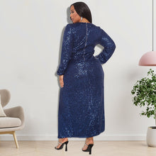 Load image into Gallery viewer, Sexy V Neck High Split Dress Women Elegant