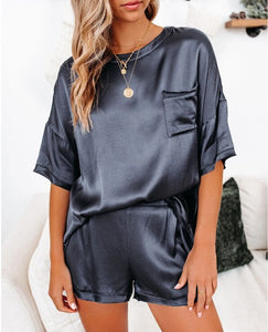 Plus size spring and summer women fashion loose satin fabric lounge