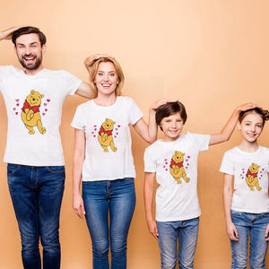 Pooh Winnie Love Printed Family Matching Clothes Short Sleeve