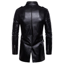 Load image into Gallery viewer, Pop Autumn Motorcycle Leather Jacket Men Long Windbreaker Coat High