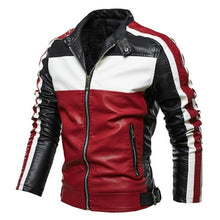 Load image into Gallery viewer, Pop Bomber Leather Jacket Men Pop Casual Motorcycle Leather Jacket