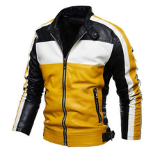 Load image into Gallery viewer, Pop Bomber Leather Jacket Men Pop Casual Motorcycle Leather Jacket