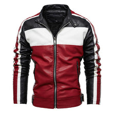 Load image into Gallery viewer, Pop Bomber Leather Jacket Men Pop Casual Motorcycle Leather Jacket