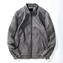 Load image into Gallery viewer, Pop Brand Faux Leather Jacket Men Stand Collar Thicken