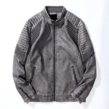 Load image into Gallery viewer, Pop Brand Faux Leather Jacket Men Stand Collar Thicken