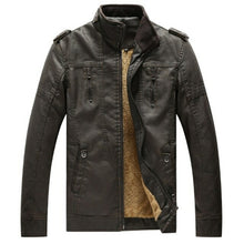Load image into Gallery viewer, Jacket Men Autumn Winter Fleece Faux Leather