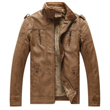 Load image into Gallery viewer, Jacket Men Autumn Winter Fleece Faux Leather