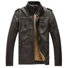 Load image into Gallery viewer, Jacket Men Autumn Winter Fleece Faux Leather