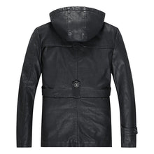 Load image into Gallery viewer, Pop Men PU Leather Thick Hooded Motorcycle