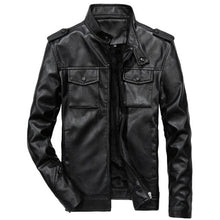Load image into Gallery viewer, Pop Motorcycle Leather Jacket Men Pockets Slim Fit Bomber Jacket