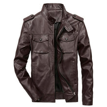 Load image into Gallery viewer, Pop Motorcycle Leather Jacket Men Pockets Slim Fit Bomber Jacket