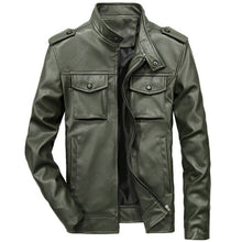 Load image into Gallery viewer, Pop Motorcycle Leather Jacket Men Pockets Slim Fit Bomber Jacket