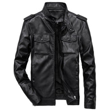 Load image into Gallery viewer, Pop Motorcycle Leather Jacket Men Pockets Slim Fit Bomber Jacket