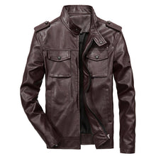 Load image into Gallery viewer, Pop Motorcycle Leather Jacket Men Pockets Slim Fit Bomber Jacket