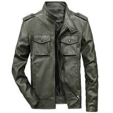 Load image into Gallery viewer, Pop Motorcycle Leather Jacket Men Pockets Slim Fit Bomber Jacket