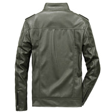 Load image into Gallery viewer, Pop Motorcycle Leather Jacket Men Pockets Slim Fit Bomber Jacket