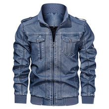 Load image into Gallery viewer, Men Casual Motorcycle Leather Jacket
