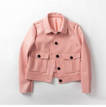 Load image into Gallery viewer, Pop New Autumn Faux Leather Jacket Women Long Sleeve Pocket