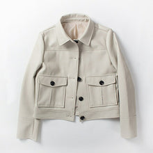 Load image into Gallery viewer, Pop New Autumn Faux Leather Jacket Women Long Sleeve Pocket