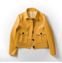 Load image into Gallery viewer, Pop New Autumn Faux Leather Jacket Women Long Sleeve Pocket