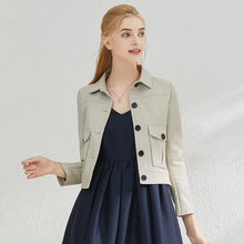 Load image into Gallery viewer, Pop New Autumn Faux Leather Jacket Women Long Sleeve Pocket