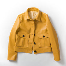 Load image into Gallery viewer, Pop New Autumn Faux Leather Jacket Women Long Sleeve Pocket
