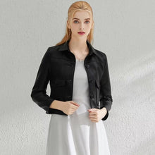 Load image into Gallery viewer, Pop New Autumn Faux Leather Jacket Women Long Sleeve Pocket
