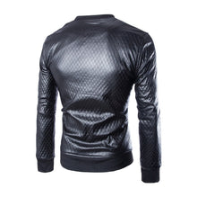 Load image into Gallery viewer, Pop New Leather Jacket Men Pop Slim Fit Plaid Motorcycle Leather