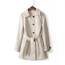 Load image into Gallery viewer, Pop New Long Pu Leather Jacket Waist Belt Loose Mid long Leather Coat
