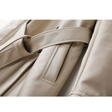 Load image into Gallery viewer, Pop New Long Pu Leather Jacket Waist Belt Loose Mid long Leather Coat