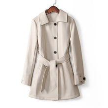 Load image into Gallery viewer, Pop New Long Pu Leather Jacket Waist Belt Loose Mid long Leather Coat