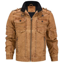 Load image into Gallery viewer, Pop Tactical Leather Jacket Men Fashion Motorcycle Leather Jacket