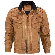 Load image into Gallery viewer, Pop Tactical Leather Jacket Men Fashion Motorcycle Leather Jacket