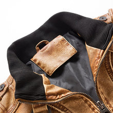 Load image into Gallery viewer, Pop Tactical Leather Jacket Men Fashion Motorcycle Leather Jacket