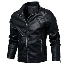 Load image into Gallery viewer, Pop Trend Motorcycle Leather Jackets Men Biker Outwear Black PU Jacket