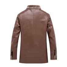 Load image into Gallery viewer, Pop Winter Fur Strip Sewed Toghter Leather Jacket Men Casual Fleece