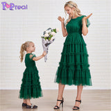 Mom Daughter Dress Fashion Lace Wave Point