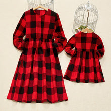 Load image into Gallery viewer, PopReal Parent Child Outfit Fashion Plaid Print V Neck Mom And