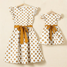 Load image into Gallery viewer, PopReal Parent Child Outfit Fashion Print Dress Bow Belt Flying