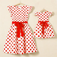 Load image into Gallery viewer, PopReal Parent Child Outfit Fashion Print Dress Bow Belt Flying