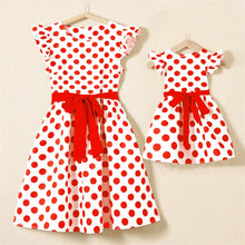 Load image into Gallery viewer, PopReal Parent Child Outfit Fashion Print Dress Bow Belt Flying