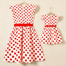 Load image into Gallery viewer, PopReal Parent Child Outfit Fashion Print Dress Bow Belt Flying